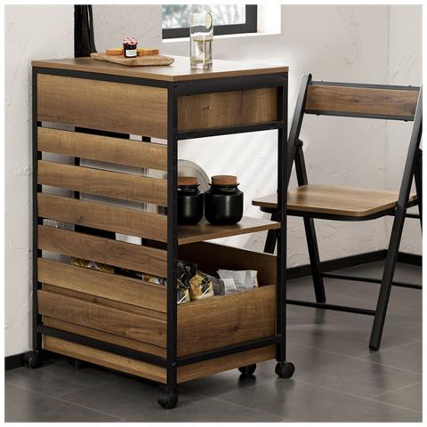 Carrello Portavivande Con 1 Cassa Portaoggetti Estraibile Carrello Da Cucina Carrello Bar Vintage 60x45x90cm Fkw118-pf Sobuy - Foto 5