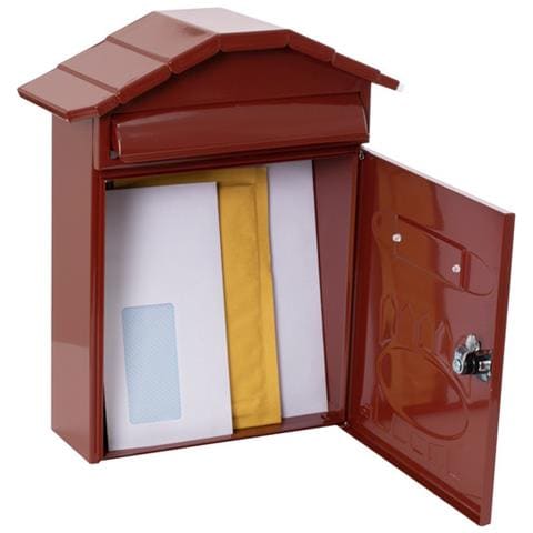 Villa E5002 Cassetta Postale Individuale In Acciaio, Cassetta Della Posta Da Parete, Lamiera Spessa, Dimensione M (din A4 E Riviste), Rosso - Foto 2