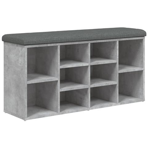 Panca Porta Scarpe Grigio Cemento 102x32x50cm Legno Multistrato - Foto 2