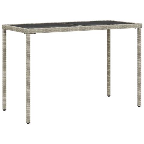 Tavolo Giardino Piano Vetro Grigio Chiaro 115x54x74 Polyrattan - Foto 2