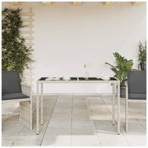 Tavolo Giardino Piano Vetro Grigio Chiaro 115x54x74 Polyrattan - Foto 3