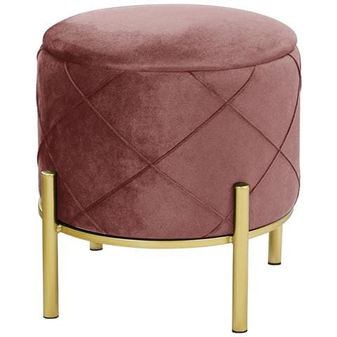 Pouf rotonda in velluto SAVANA, Colore Rosa - Foto 1