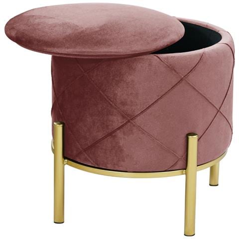 Pouf rotonda in velluto SAVANA, Colore Rosa - Foto 2