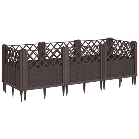Fioriera Da Giardino Con Picchetti Marrone 123,5x43,5x43,5cm Pp - Foto 2