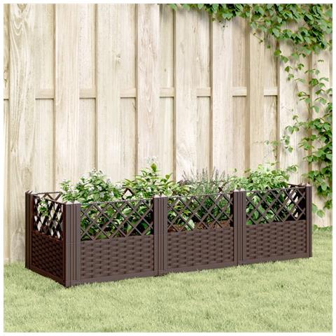 Fioriera Da Giardino Con Picchetti Marrone 123,5x43,5x43,5cm Pp - Foto 1