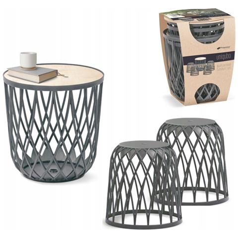Set Salottino Multifunzione Sedie E Tavolini Contenitore Impilabile Uniqubo 2+1 Iku Bs Prosperplast - Foto 1
