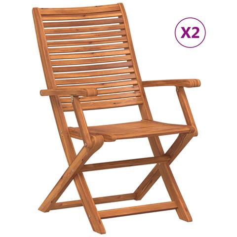 Sedie Da Giardino Pieghevoli Con Braccioli 2pz Massello Acacia - Foto 2