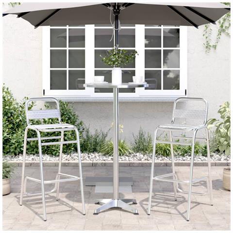 Tavolo Da Bar Per Esterni Regolabile 59,5x70/109,5cm Alluminio - Foto 3