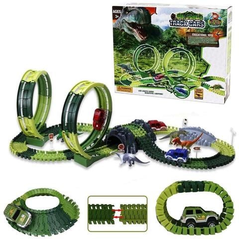 Pista Macchinine Flessibile Parco Dinosauri Costruzione 173pz con Macchinina - Foto 4