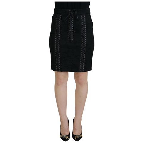 Mini Gonna A Tubino Sopra Il Ginocchio In Broccato Nero - It46-xl - Foto 1
