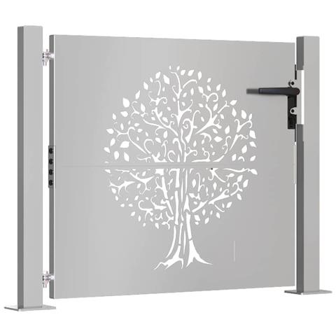 Cancello da Giardino 105x80 cm in Acciaio Corten Design Albero - Foto 8