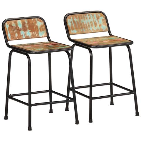 Sgabelli da Bar 2 pz 46x35,5x70 cm Legno Massello di Recupero - Foto 1
