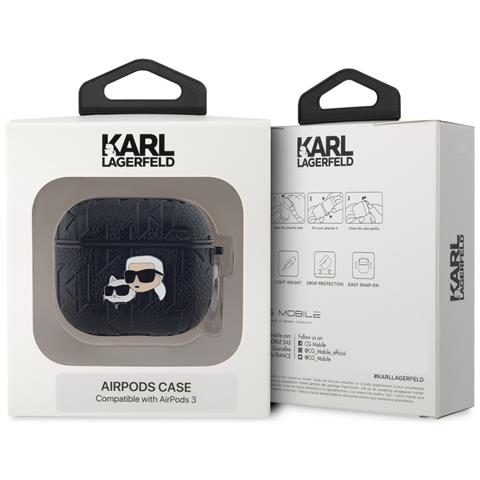 Custodia Per Airpods 3 Con Motivo Karl E Choupette In Rilievo, Nero - Foto 3