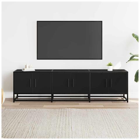 Mobile Porta Tv Nero 150x35x41 Cm In Truciolato E Metallo - Foto 3