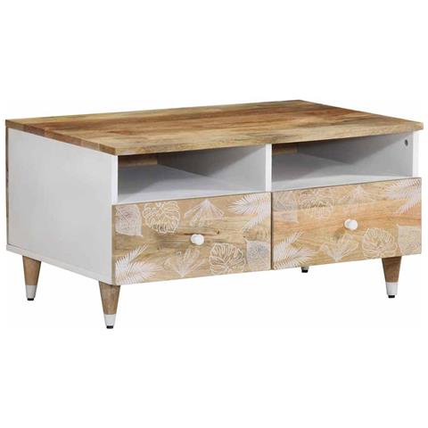 Tavolino Da Salotto 80x54x40 Cm In Legno Massello Di Mango - Foto 1