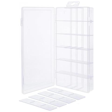Box Portaminuteria, Plastica Trasparente. 207x110x27mm, 18 Slot, Arancio - Foto 1