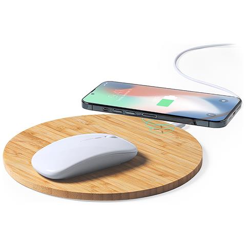 Tappetino Caricabatterie Wireless Nature Bamboo 10w. Antiscivolo - Foto 1
