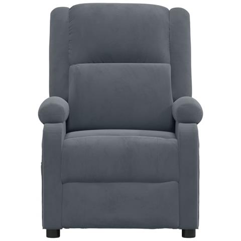 Poltrona Reclinabile Grigio Scuro In Velluto - Foto 2