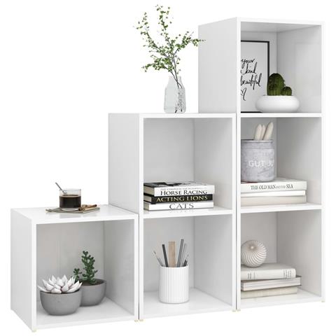 Set Mobili Porta Tv 3 Pz Bianco In Legno Multistrato - Foto 2