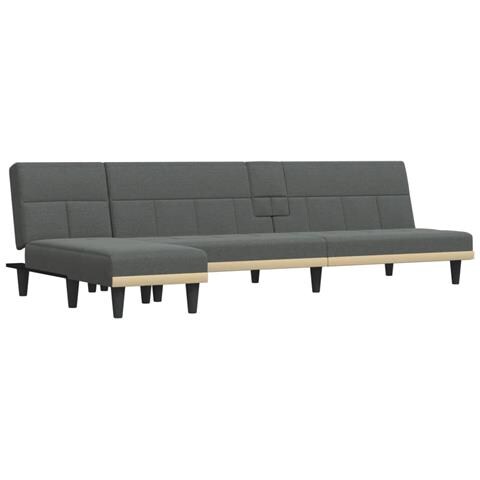 Divano Letto a L Grigio Scuro 255x140x70 cm in Tessuto - Foto 1