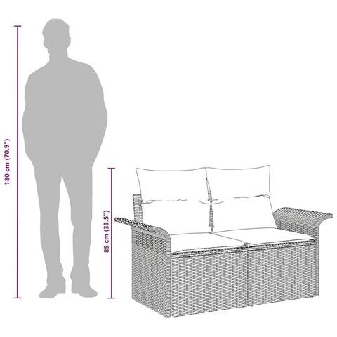 Divano da Giardino a 2 Posti con Cuscini Beige in Polyrattan - Foto 9