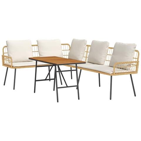 Set di divani da giardino a 2 pezzi con cuscini in rattan naturale - Foto 1