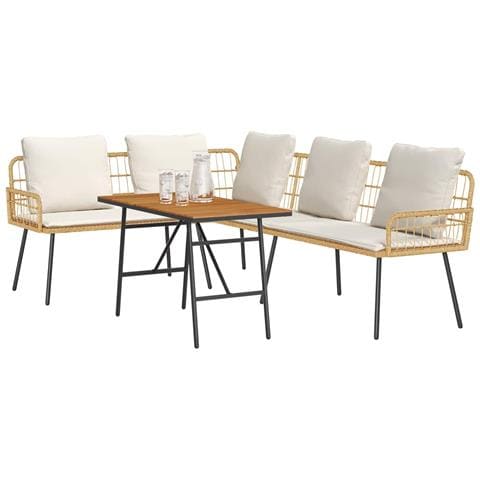 Set di divani da giardino a 2 pezzi con cuscini in rattan naturale - Foto 2