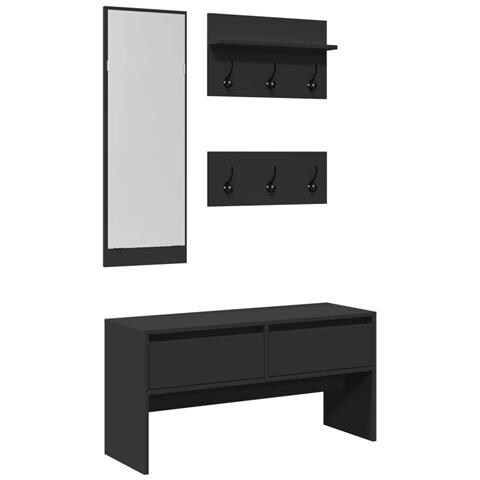 Set Mobili da Ingresso 4 pz Nero in Legno Multistrato - Foto 1
