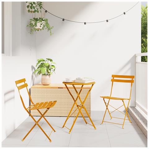 Sedie da Giardino Pieghevoli  2 pz Giallo Senape Acciaio - Foto 2