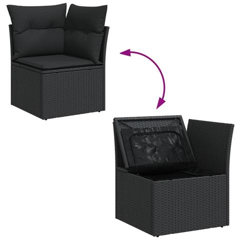 Set Divani da Giardino 10pz con Cuscini in Polyrattan Nero - Foto 9