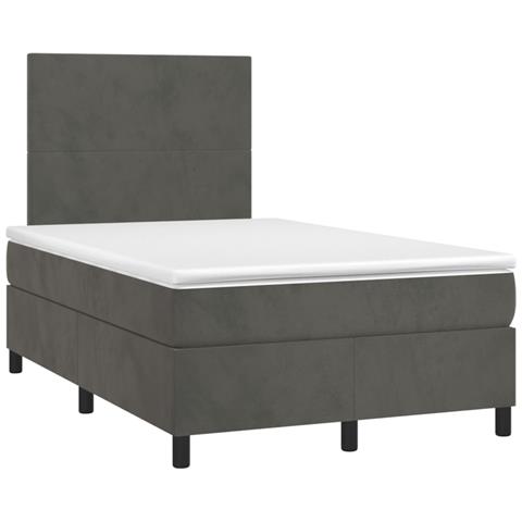 Giroletto a Molle con Materasso Grigio Scuro 120x190 cm Velluto - Foto 1