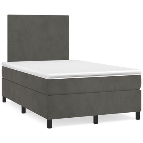 Giroletto a Molle con Materasso Grigio Scuro 120x190 cm Velluto - Foto 2