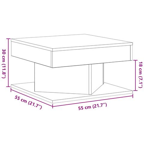 Tavolino da caffè  Nero Rovere 57x57x30 cm in legno ingegnerizzato - Foto 9