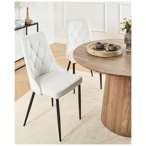 Set Di 2 Sedie Da Pranzo Avenir Velluto Bianco Sporco - Foto 1