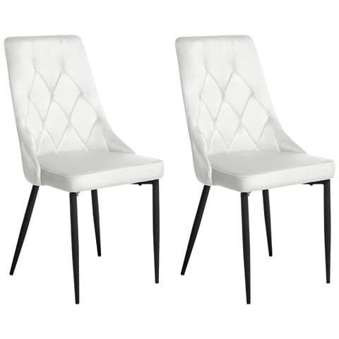 Set Di 2 Sedie Da Pranzo Avenir Velluto Bianco Sporco - Foto 2