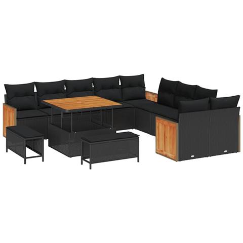 Set Divano da Giardino 13 pcs Nero 100 x 100 x 71 cm - Foto 1