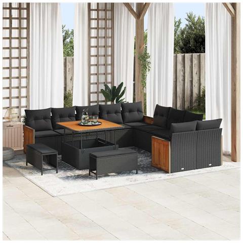Set Divano da Giardino 13 pcs Nero 100 x 100 x 71 cm - Foto 2