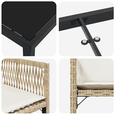 Set da Pranzo per Giardino 5 pcs Beige polyrattan - Foto 9