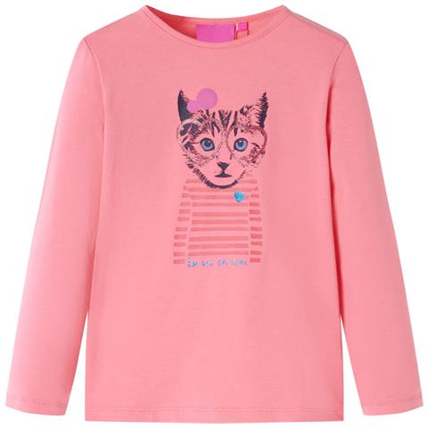 Maglietta da Bambina a Maniche Lunghe Gatto Rosa 116 - Foto 1