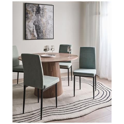 Set Di 4 Sedie Da Pranzo Riner Tessuto Verde Chiaro - Foto 1