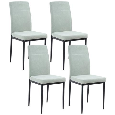 Set Di 4 Sedie Da Pranzo Riner Tessuto Verde Chiaro - Foto 2