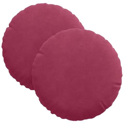 Cuscini per Seduta 2 pcs Rosso Vino Ø 40 x 13 cm Velluto - Foto 1