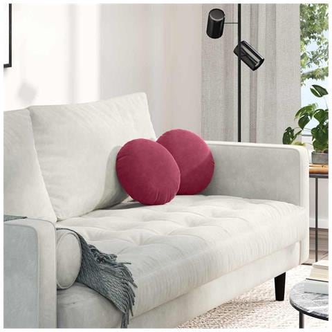 Cuscini per Seduta 2 pcs Rosso Vino Ø 40 x 13 cm Velluto - Foto 2