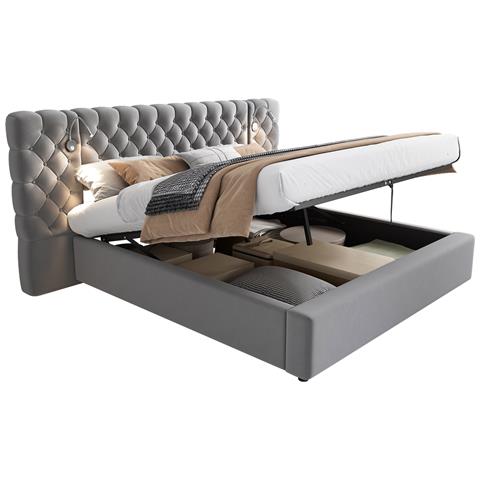 Letto In Velluto Con Illuminazione Led, Stoccaggio Idraulico E Comfort Superiore - Foto 1
