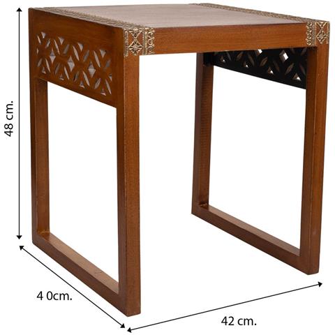 Tavolo In Legno E Metallo Marrone 42x40x48 H - Foto 7
