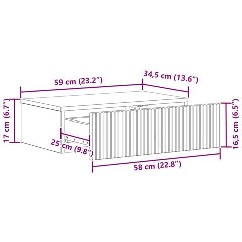 Tavolino da Parete Laterale Rovere Fumo 59 x 34,5 x 17 cm - Foto 8