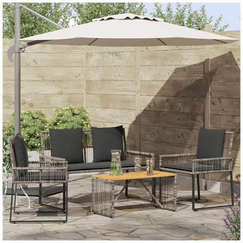 Set di Mobili da Esterno 9 pcs Grigio e Grigio Scuro polyrattan - Foto 2