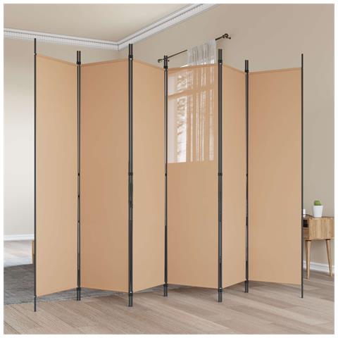 Divisore per Stanza a 6 Pannelli Beige 300 x 200 cm Tessuto - Foto 2