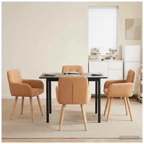 Sedie da pranzo 4 pcs Bouclé Beige 59 x 57 x 85 cm - Foto 2