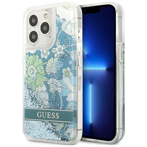 Guess Guhcp13xlflsn Iphone 13 Pro Max 6,7, Custodia Verde /verde Flower Liquid Glitter - Foto 1